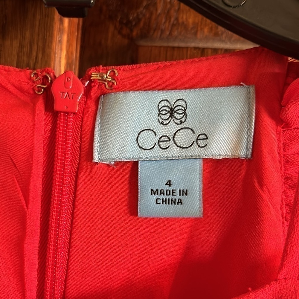 CeCe sleeveless wide leg red back zip stunning lined ruffle belted jumpsuit 4 - Picture 5 of 12